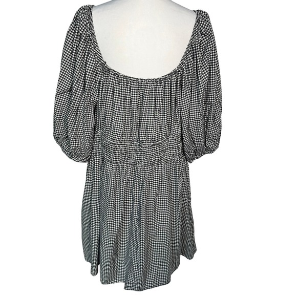 OLD NAVY NWT Women's 2X Black White Gingham Waist-Defined Puff-Sleeve Mini Dress - Picture 3 of 10